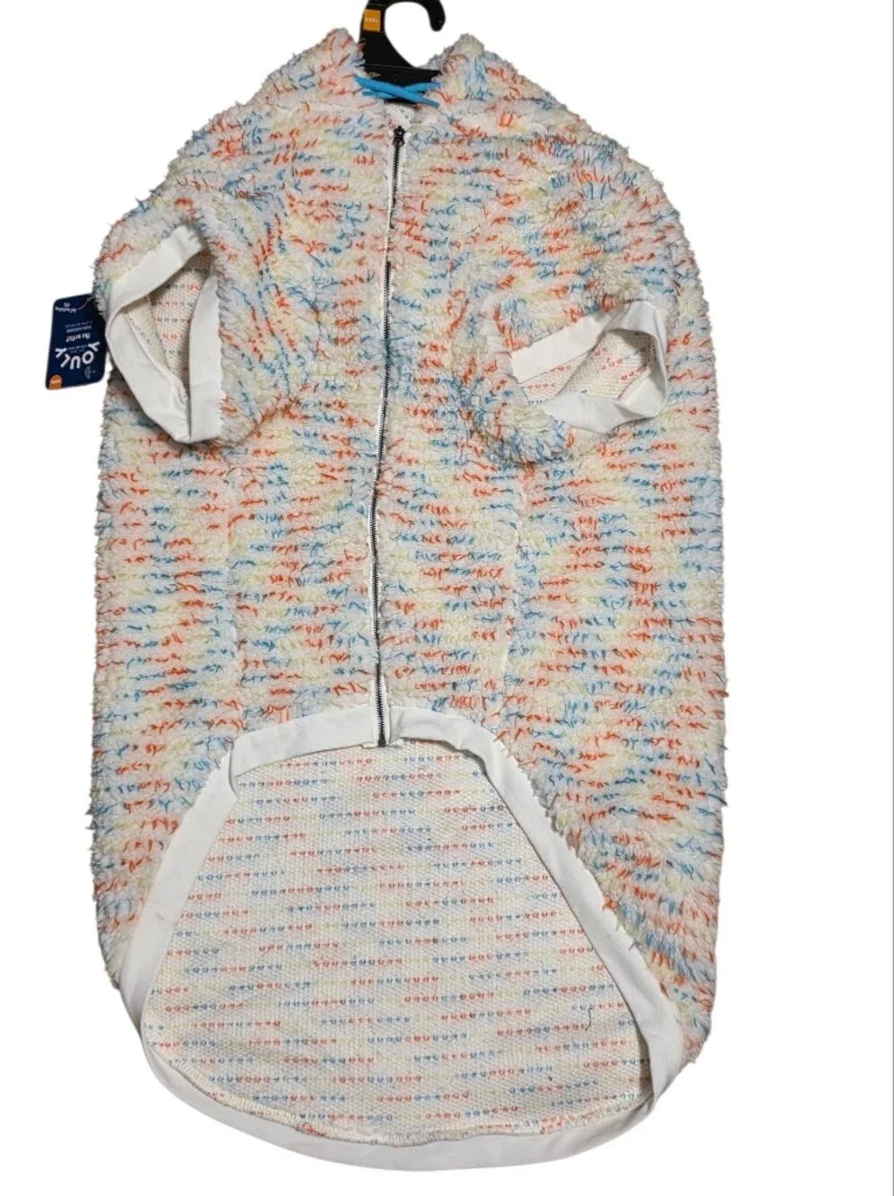 Youly NWT The Artist Dog Hoodie Fluffy White W/MultiColor Confetti Print XXXL